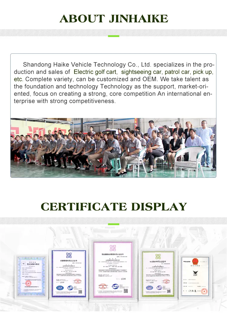 Electric 1-2 Jinhaike Packed and Loaded by Container Mini Car Cart